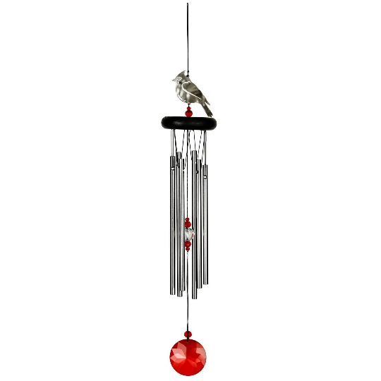 18" SMALL Cardinal Crystal Wind Chime by Woodstock | Memorial Wind Chimes