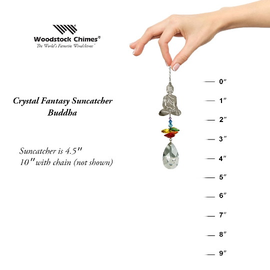 Crystal Buddha Suncatcher by Woodstock | Rainbow Maker | Crystal Ornament | Light Catcher | Friendship Gifts