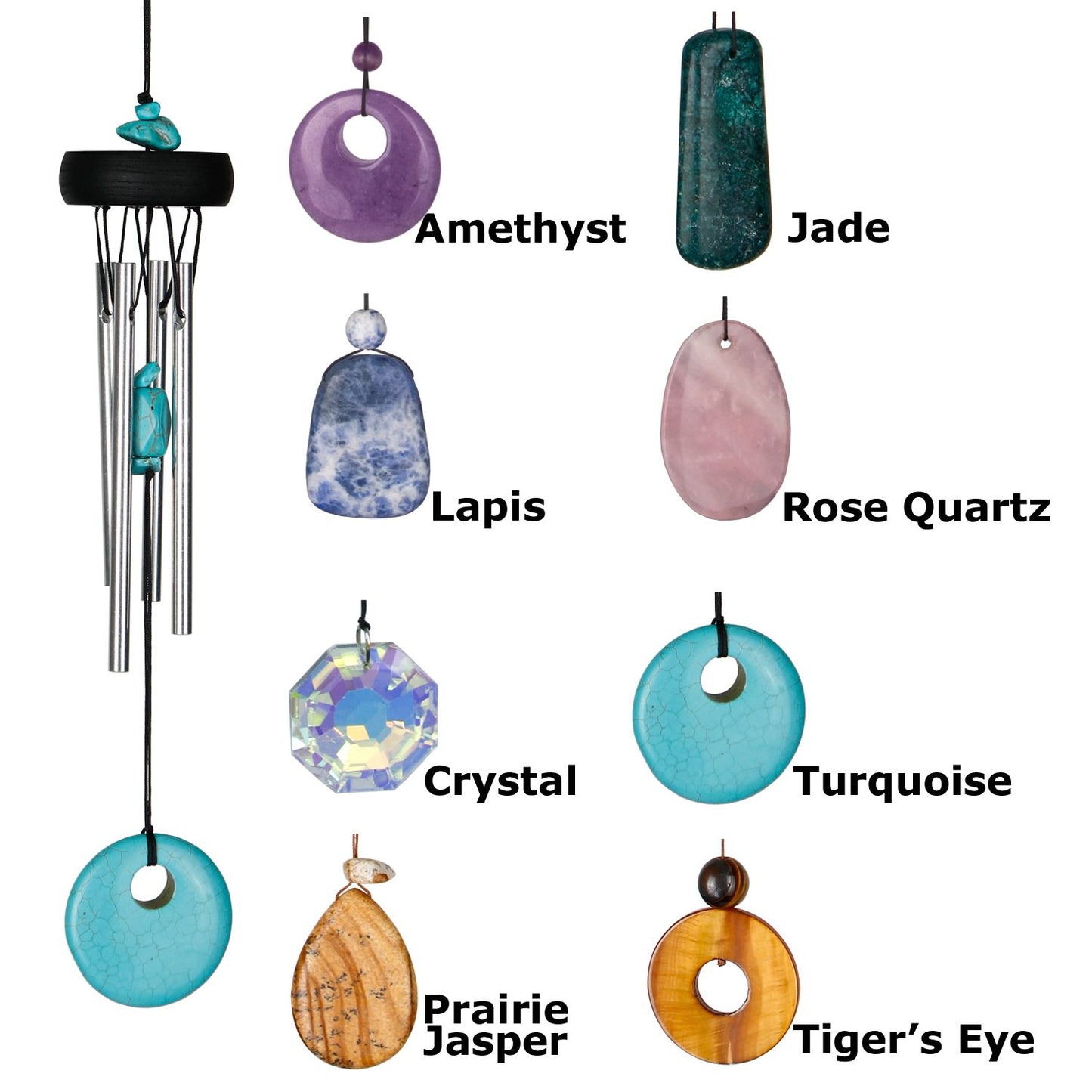 12" MINI Precious Stone Wind Chimes by Woodstock - Multiple Styles | Outdoor Chimes