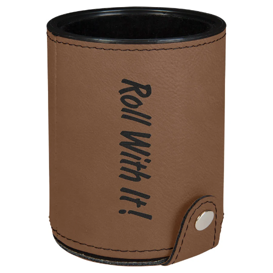 Custom Engraved Leather Dice Cups with 5 Dice Included | Game Night Gifts