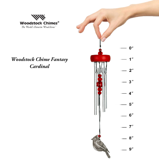 18" SMALL Cardinal Crystal Wind Chime by Woodstock | Memorial Wind Chimes