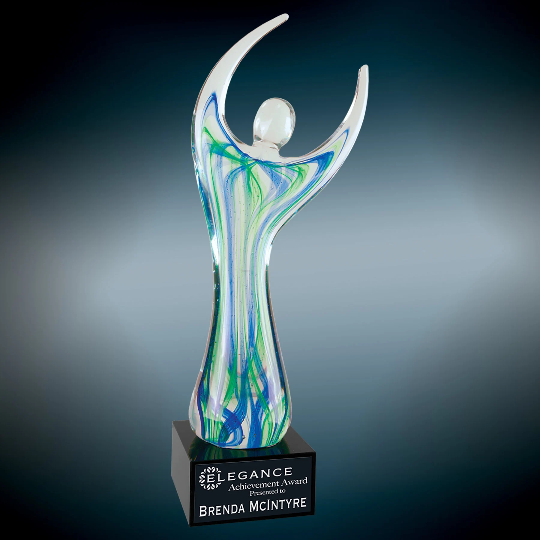 Custom Raised Arms Glass Award | Engraving Included | Art Awards