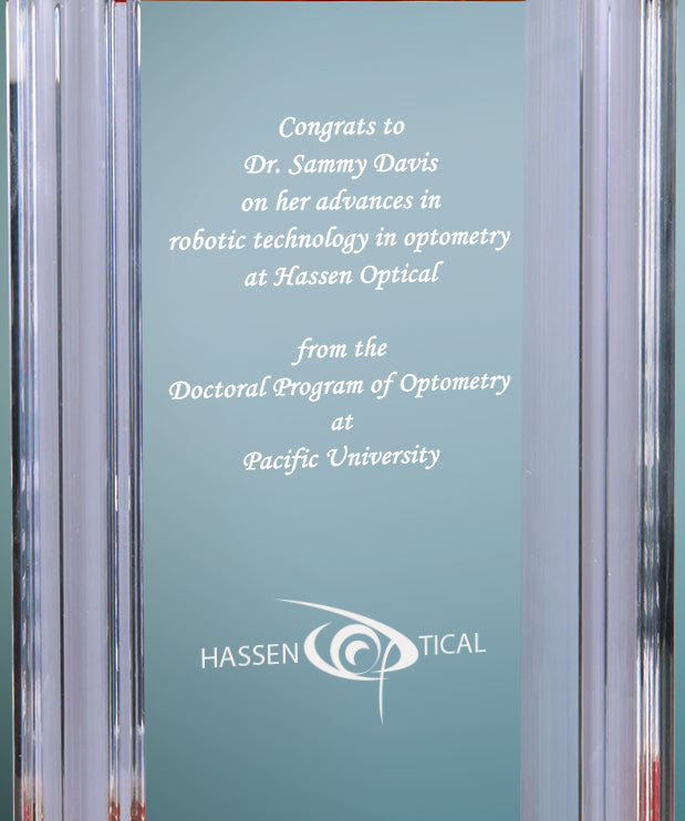Custom Self Standing Red Channel Acrylic Award | Engraving Included | Business Awards