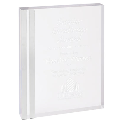 Custom Acrylic Award with Silver Striped Edge | Engraving Included | Business Awards
