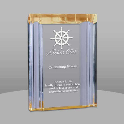 Custom Self Standing Gold Channel Acrylic Award | Engraving Included | Office Awards
