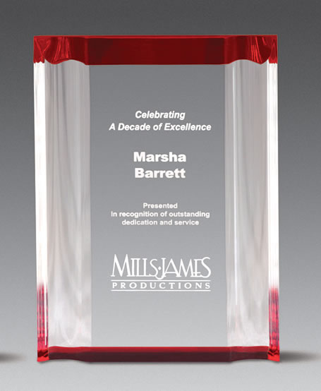 Custom Self Standing Red Channel Acrylic Award | Engraving Included | Business Awards