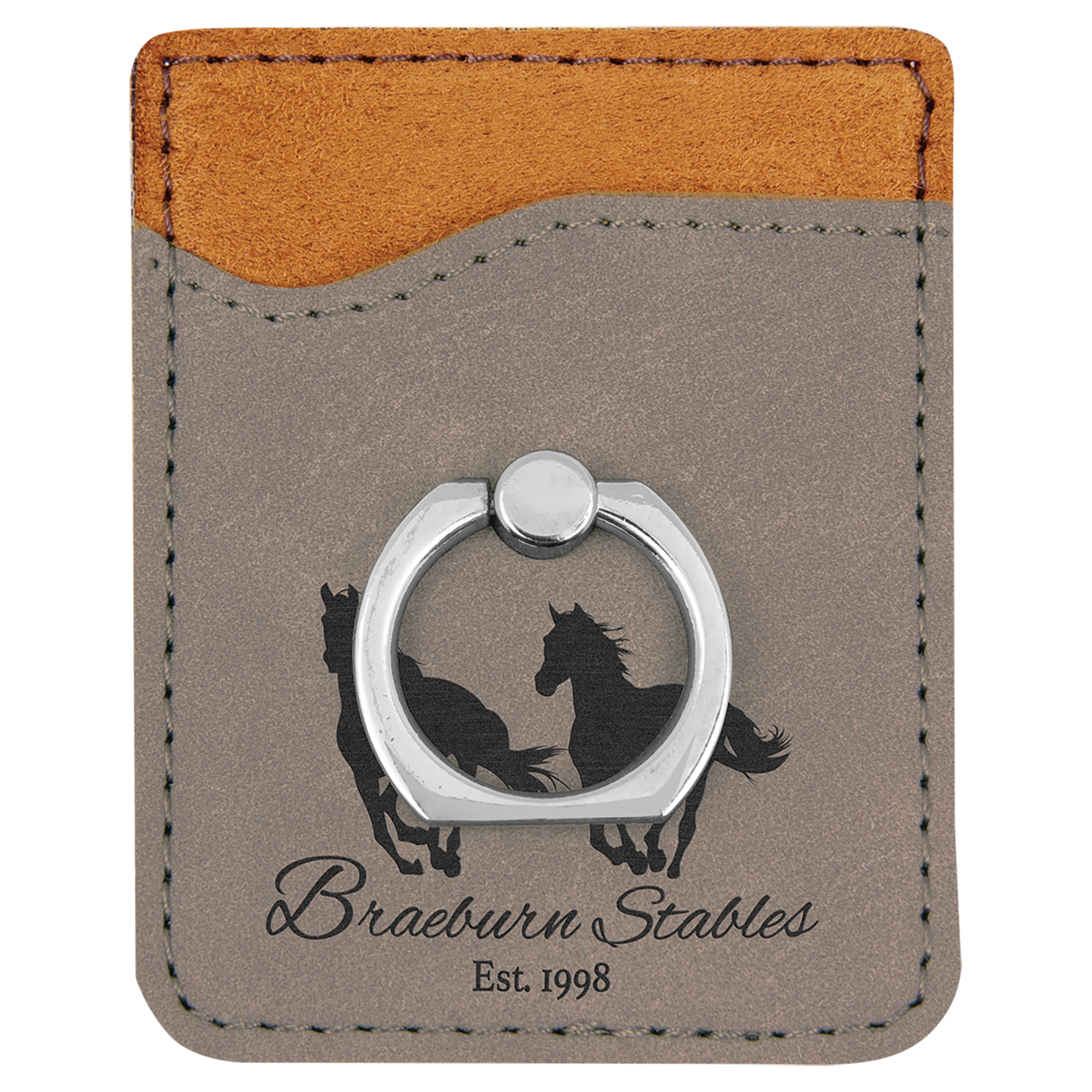 Custom Cell Phone Wallet with Silver Ring | ID Holder | Credit Card Holder | Business Card Holder | Personalized Gifts