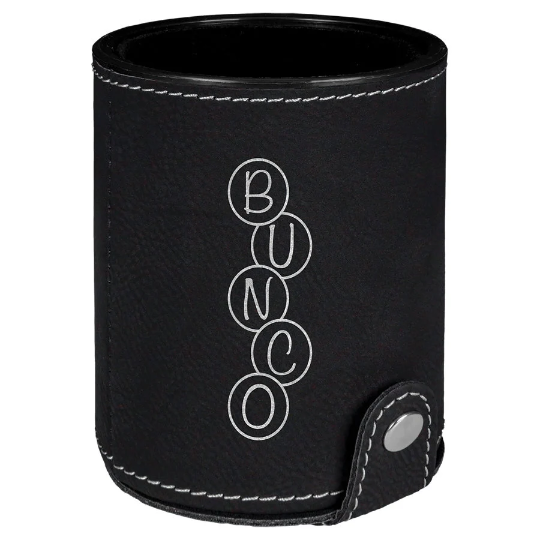 Custom Engraved Leather Dice Cups with 5 Dice Included | Game Night Gifts