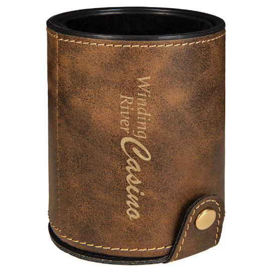 Custom Engraved Leather Dice Cups with 5 Dice Included | Game Night Gifts