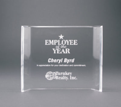 Custom Clear Crescent Acrylic Award | Engraving Included | Employee Awards