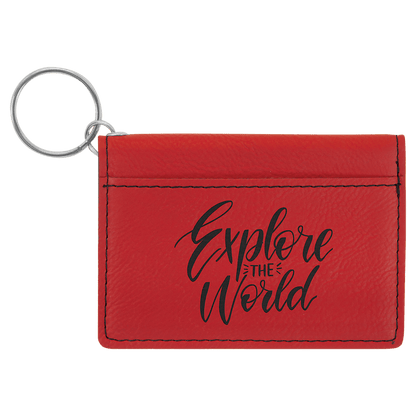 Personalized Leather ID Holder Keychain | Custom Wallet | Card Holder | Card Case | Personalized Gifts | Gifts for Dad | Office Gifts