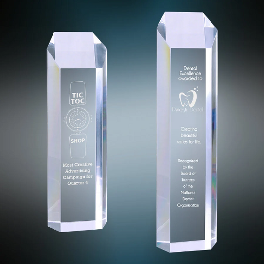 Custom Tall Tower Clear Acrylic Award | Engraving Included | Office Gifts