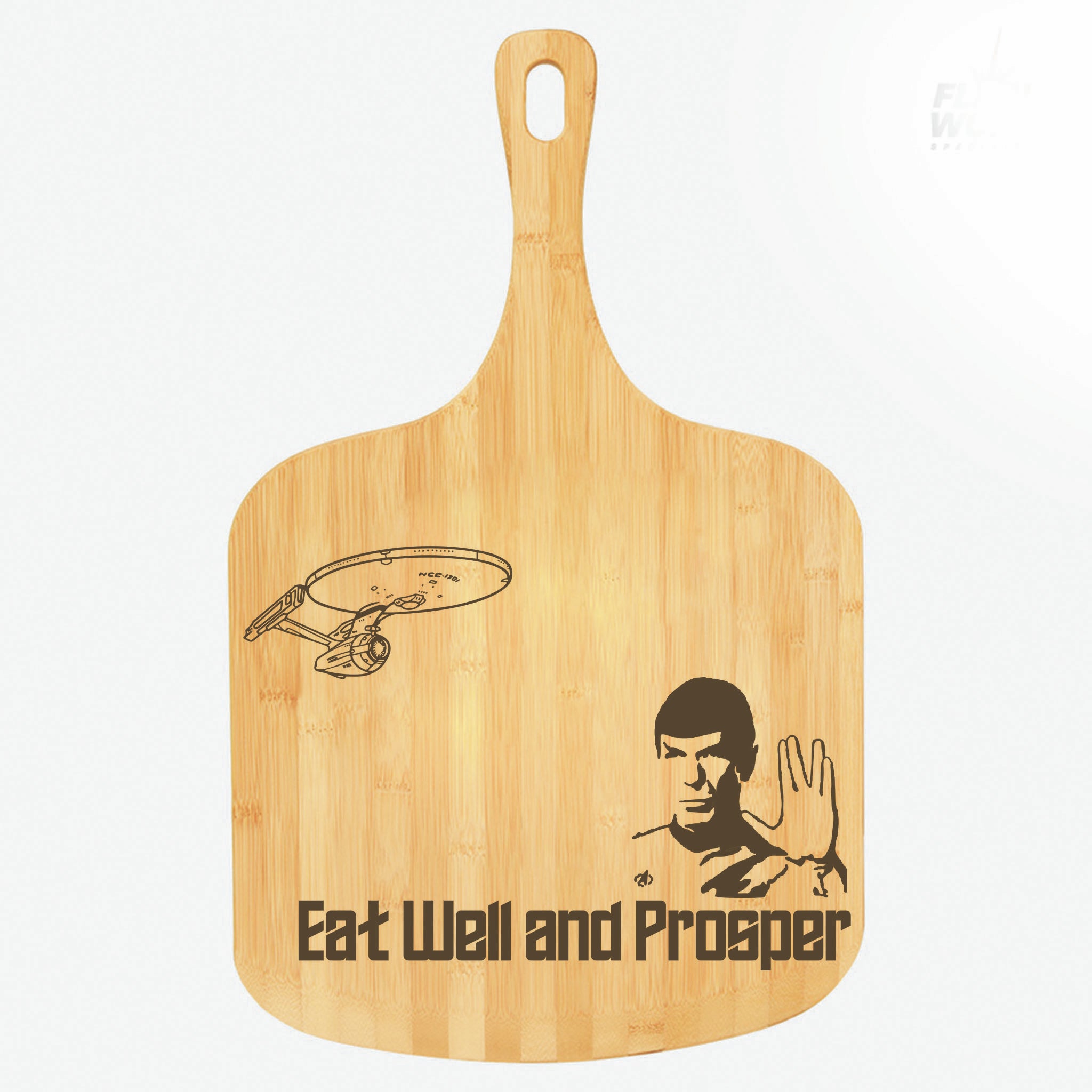Star Trek Bamboo Cutting Boards | Spock | Eat Well and Prosper Wood Cutting Boards | Different Styles Available