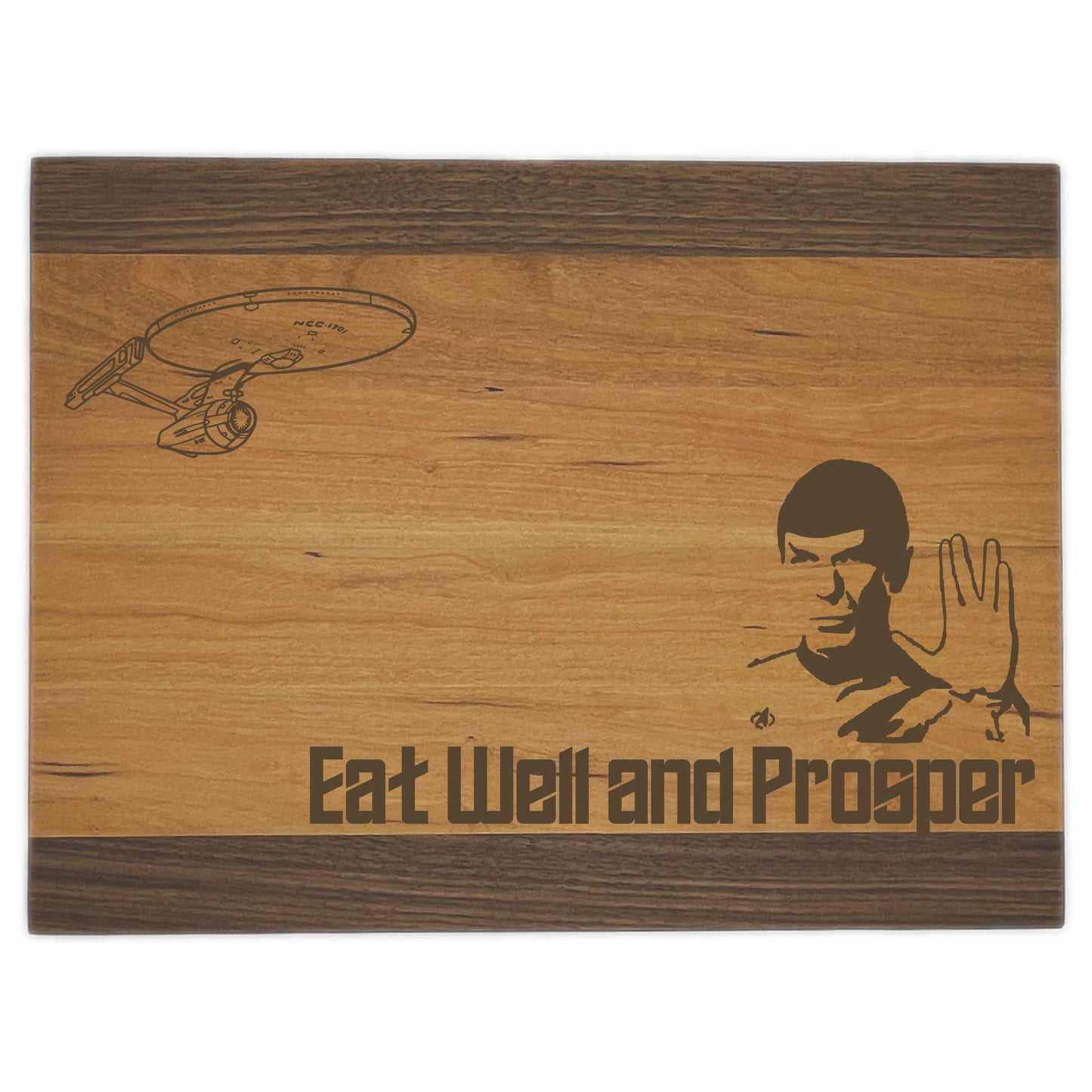 Star Trek Premium Cutting Boards | Spock | Eat Well and Prosper Wood Cutting Boards | Different Styles Available