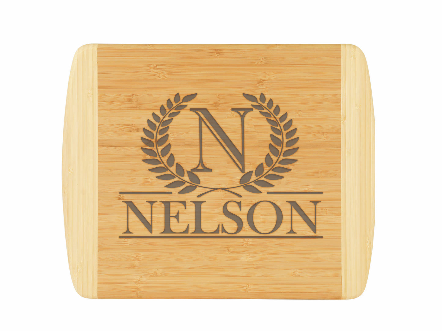 Laurel Wreath Bamboo Cutting Boards | Personalized Family Name Wood Cutting Boards | Different Styles Available