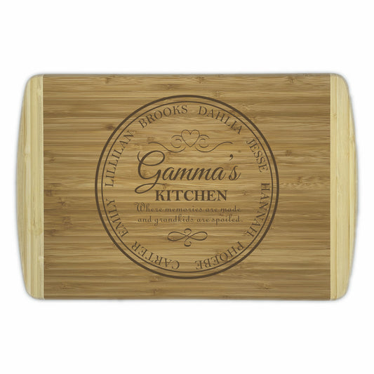 Grandma's Kitchen Bamboo Cutting Boards | Personalized Grandkid's Names Wood Cutting Boards | Different Styles Available