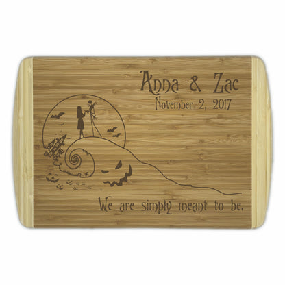 Nightmare Before Christmas Bamboo Cutting Boards | Personalized We Are Simply Meant To Be Wood Cutting Boards | Different Styles Available #2