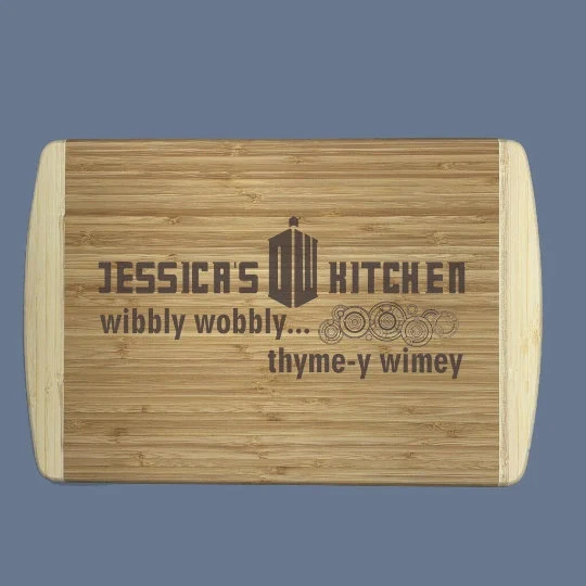 Custom Doctor Who Inspired Wood Cutting Board | Wibbly Wobbly Thyme-y Wimey | Whovian Gifts