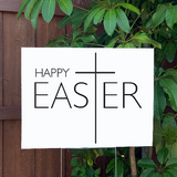 Easter Yard Sign | Happy Easter | Large Holiday Sign with Metal Stake Included | 24"x18" Lawn Sign