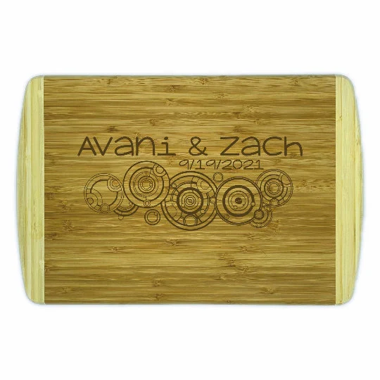 Custom Doctor Who Inspired Circular Gallifreyan Wood Cutting Board | Whovian Gifts