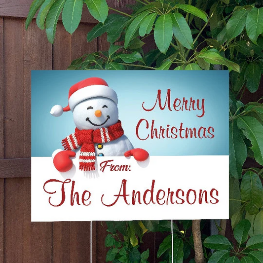Christmas Yard Sign | Merry Christmas Custom Christmas Sign | Large Holiday Sign with Metal Stake Included | 24"x18" Lawn Sign