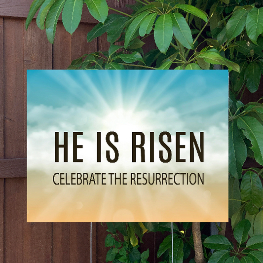 Easter Yard Sign | He is Risen - Celebrate the Resurrection | Large Holiday Sign with Metal Stake Included | 24"x18" Lawn Sign