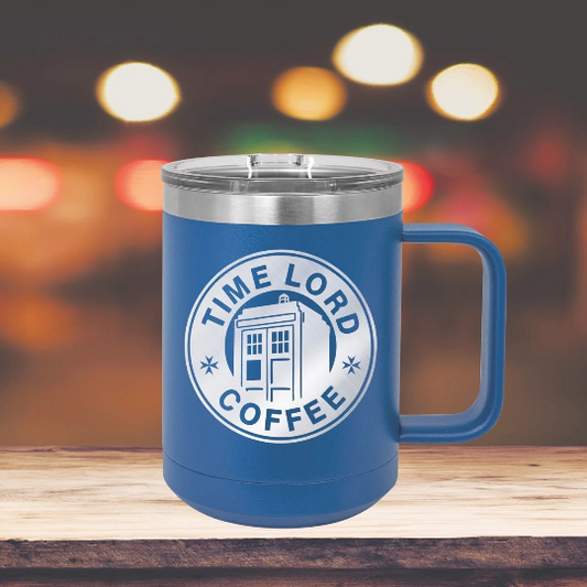 Time Lord Tardis Coffee Mug | Doctor Who Inspired Vacuum Insulated Mug with Slider Lid | Doctor Who Gifts