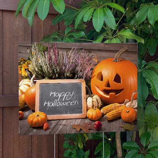Halloween Yard Sign | Happy Halloween | Large Holiday Sign with Metal Stake Included | 24"x18" Lawn Sign