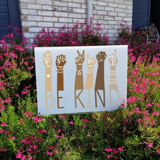 Be Kind to All Yard Sign | Large 24"x18" Human Kind Diversity Lawn Sign with Metal Stake Included
