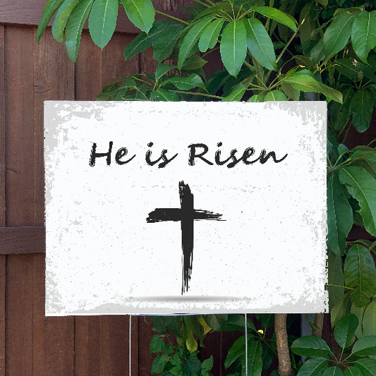 Easter Yard Sign | He is Risen | Large Holiday Sign with Metal Stake Included | 24"x18" Lawn Sign