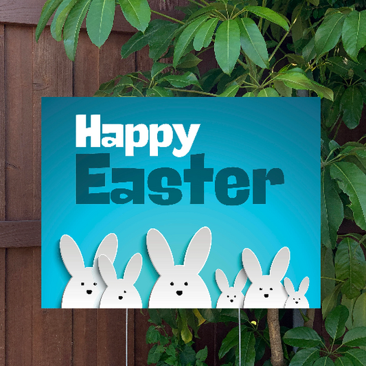 Easter Yard Sign | Happy Easter | Large Holiday Sign with Metal Stake Included | 24"x18" Lawn Sign