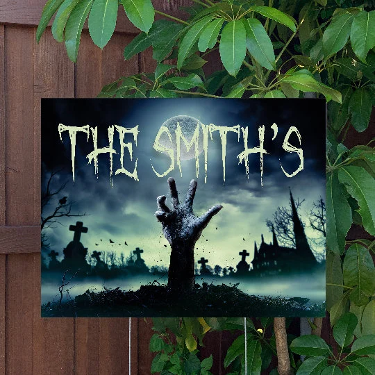 Halloween Yard Sign | Custom Happy Halloween | Large Holiday Sign with Metal Stake Included | 24"x18" Lawn Sign