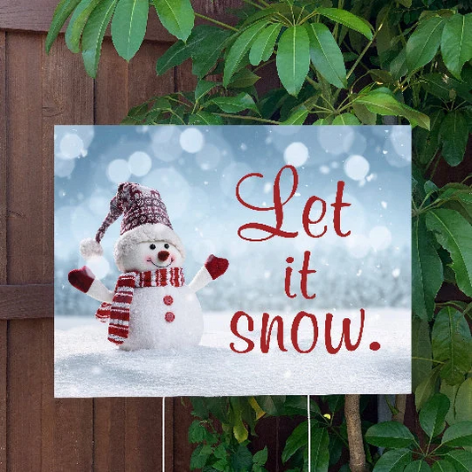 Christmas Yard Sign | Let It Snow | Large Holiday Sign with Metal Stake Included | 24"x18" Lawn Sign