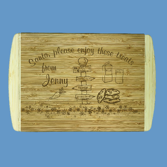 Santa's Cookies & Milk Wood Serving Tray | Santa's Treat Wood Cutting Board | Christmas Gifts
