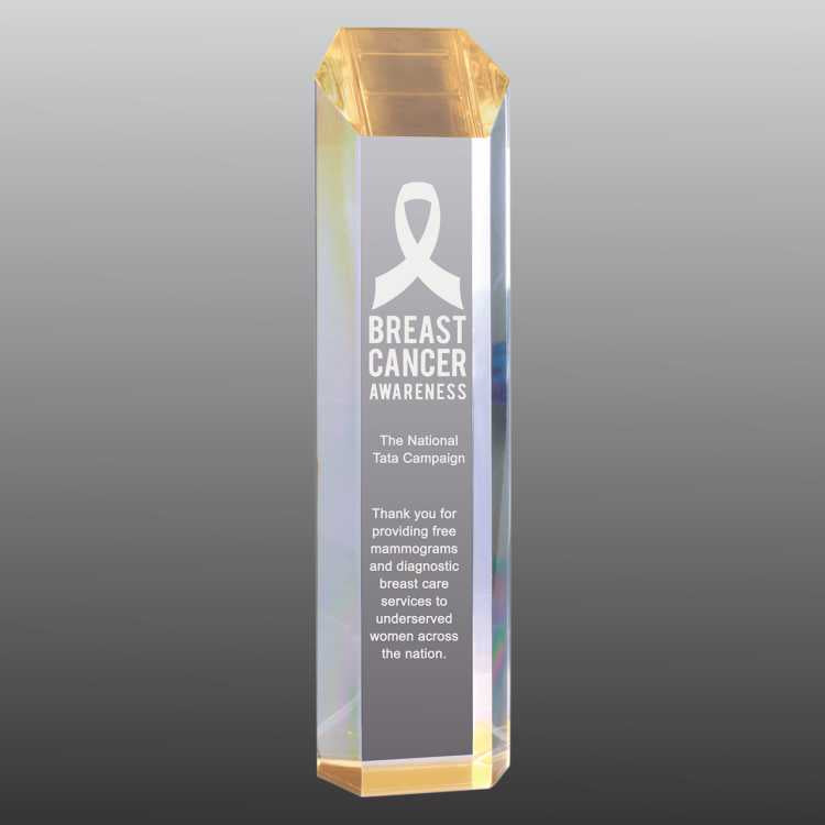 Custom Tall Tower Gold Acrylic Award | Engraving Included | Office Gifts